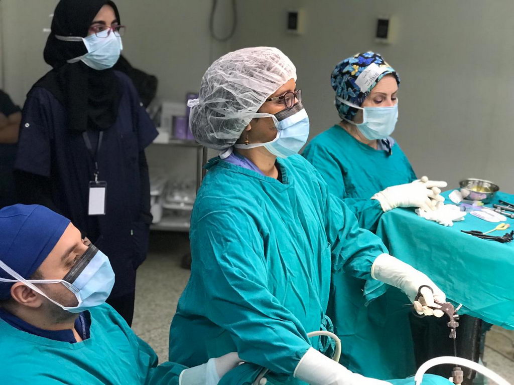 An international surgical team at the Children's Hospital of Mansoura University for the surgery of the rabbit lip and the roof of the throat