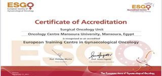 Oncology Center at Mansoura University Receives a Certificate of Accreditation as a European Training Center from the European Society of Genealogical Oncology