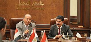 رئيس جامعة المنصورة يزور جامعة المعقل العراقية لبحث تعزيز التعاون الأكاديمي وتبادل الخبرات